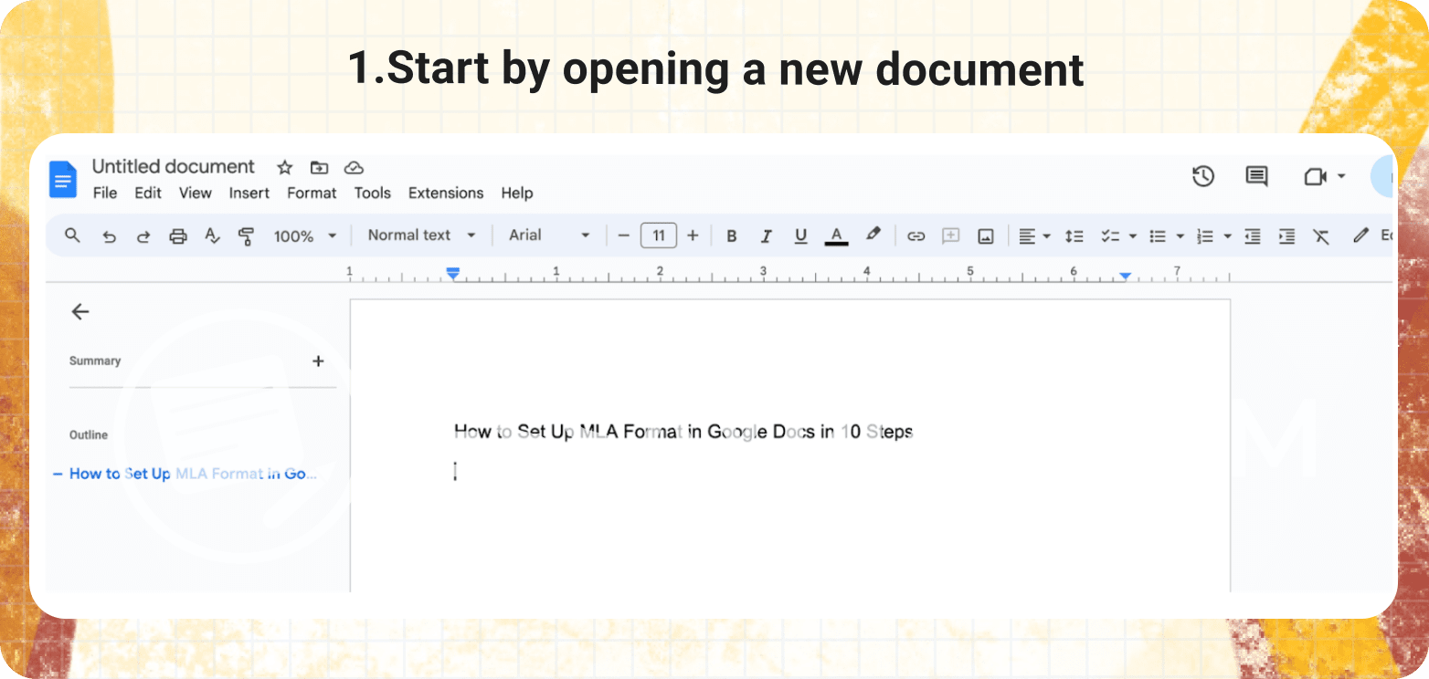 Start by opening a new document