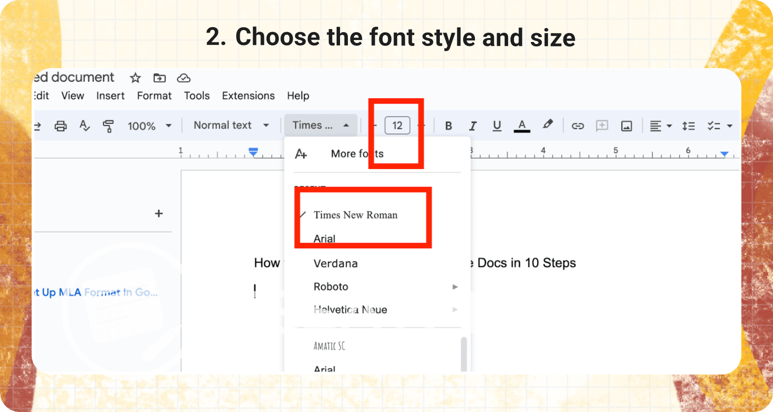 Choose the font style and size