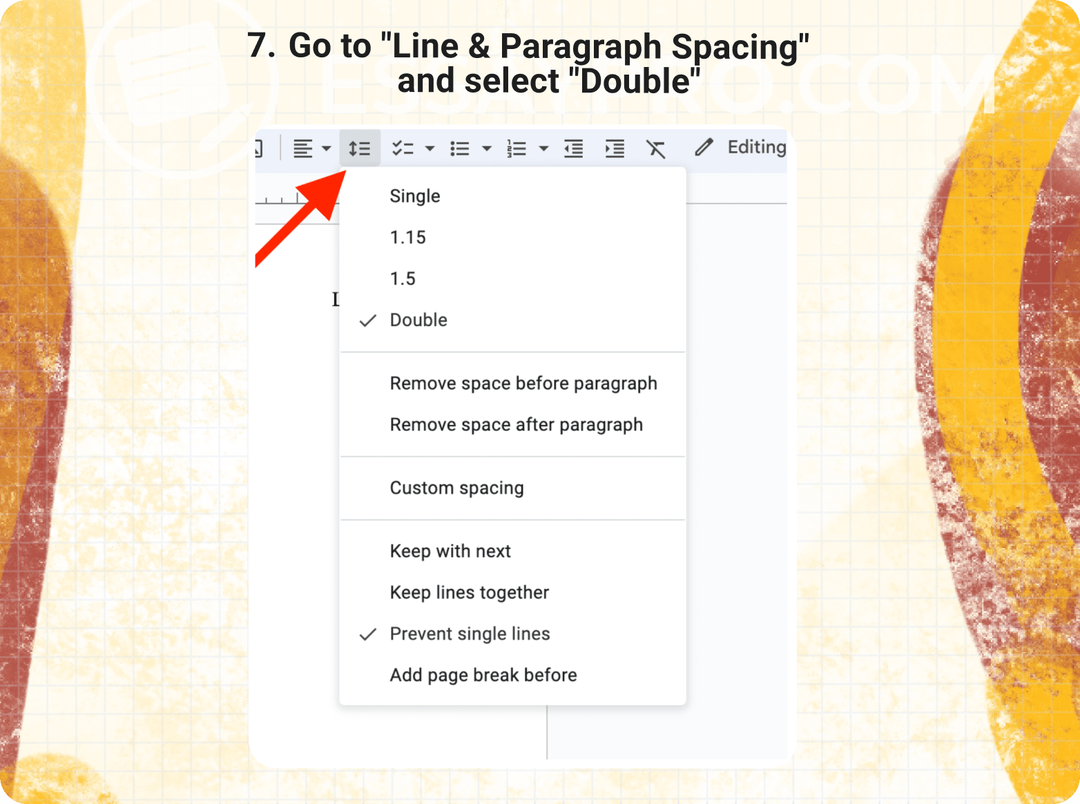 Go to "Line & Paragraph Spacing" and select "Double."